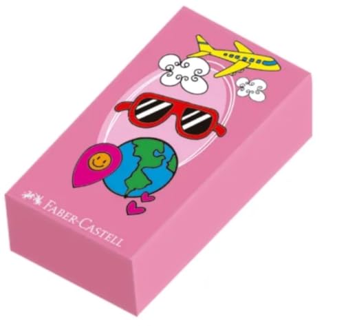 Faber-Castell Borracha Escolar, Design Colorido, Tema Divertido, Roxo e Rosa, 2 Unidades