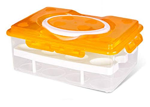 FGHGF 2 Tier Plastic Egg Container Holder,Clear Deviled Egg Tray with Lid Egg Carrier Box Holder for Refrigerator Freezer Storage
