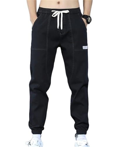 Men's Slim Fit Stretch Jeans Classic Denim Work Pants Fit Elastic Waist Casual Trousers