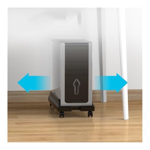 Soporte para Torre de PC de Escritorio con Ruedas Ajustables con Freno, Negro/Blanco miniatura 6