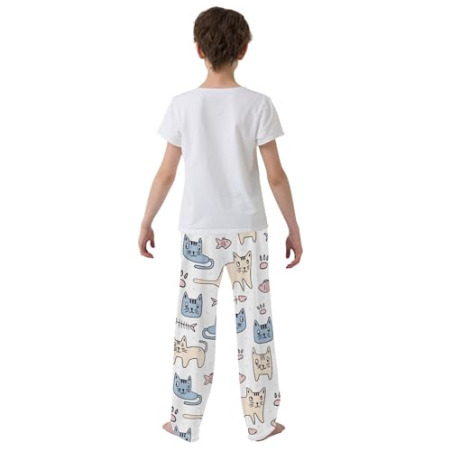 Boys' Pants Cute Cat Funny Animal Cats Cartoon Long Bottoms Jogger Pants Elastic Waist Trousers with Pockets S-XL3
