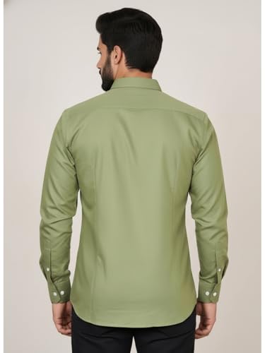 Image of Full Sleeve Black Formal Shirt for Men Cotton Regular Fit Casual - Pure Premium Branded Shirts for Men Formal Stylish Slim Plain Solid Man Wear as Office and Party