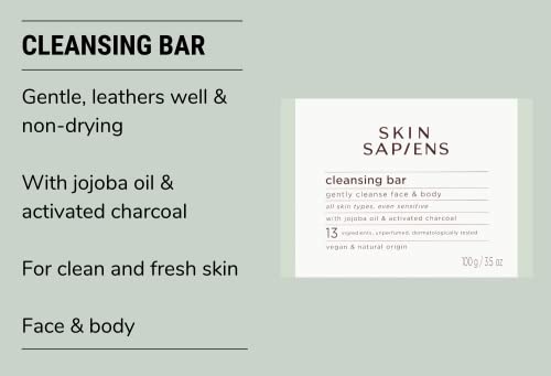 Skin Sapiens Natural Soap-Free Cleansing Bar With Activated Charcoal & Jojoba Oil To Gently Cleanse Face & Body, For Men And Women, Cruelty Free And Vegan, For All Skin Types, 3.5 Fl Oz. #TOP6