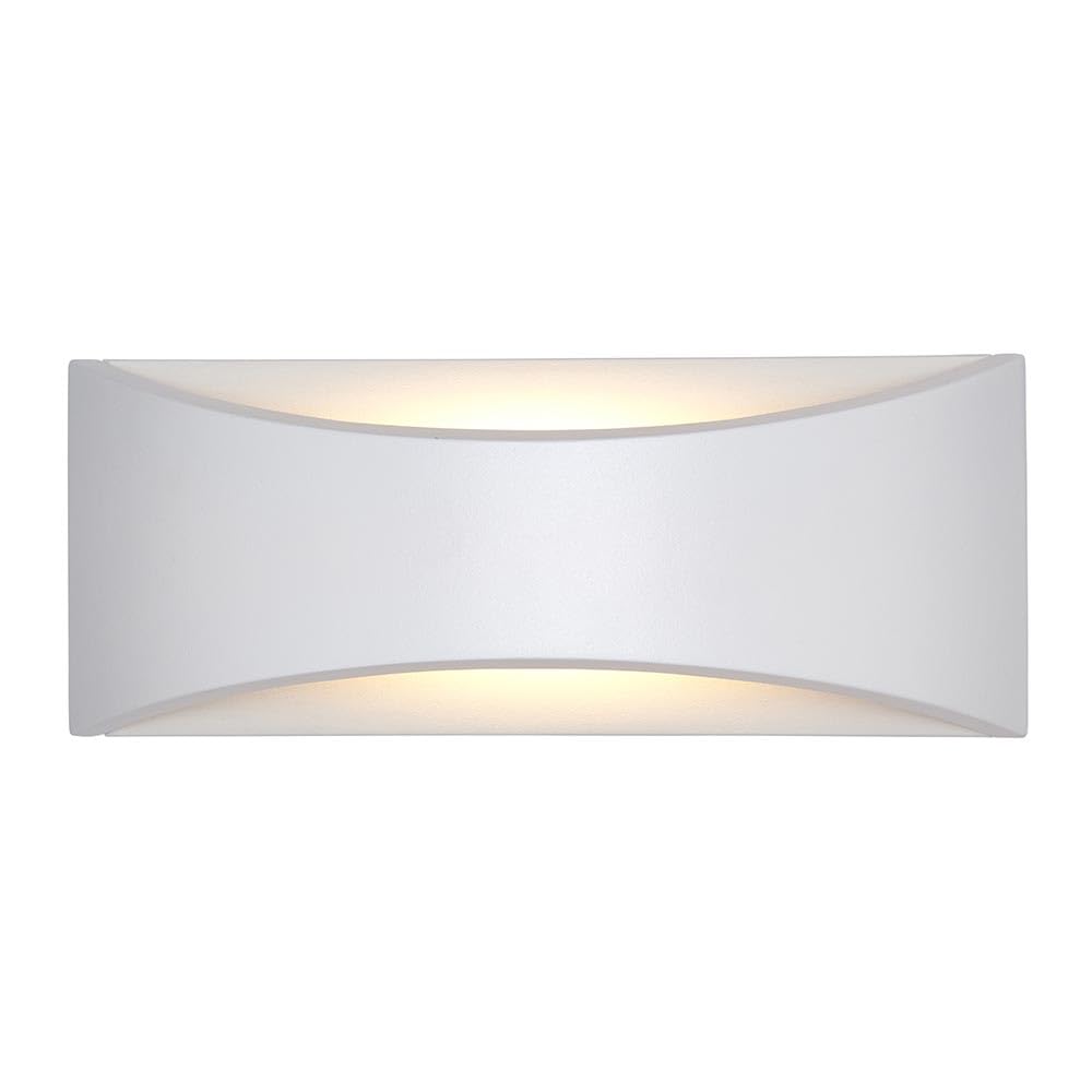 Saxby Vulcan 12W Large 300mm Matt White Die Cast Aluminium Curved Outdoor IP65 LED Wall Light