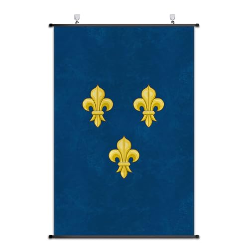 Poster mural médiéval avec blason facile à suspendre sans outils drapeau Royaume de France tissu
