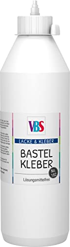 VBS Bastelkleber No. 182 Bastel-Projekte DIY transparent auftrocknend, wasserbasiert, geruchsneutral, flüssig, lösungsmittelfrei 750 ml