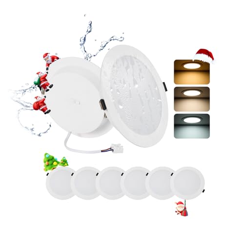 Grebeam pack 6 Downlight LED Techo Empotrable 24W (230W) Slim Ø220*25mm, Panel Redondo Empotrado, Placa Extraplana 2200 lúmenes, Corte techo Ø185-210mm, Luz Seleccionable 3000K-4000K-6000K (3CCT)