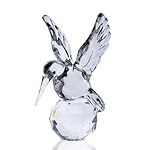 Crystal Glass Hummingbird Figurine Grey Tiny Bird Statue Hand Blown Glass Animal Sculpture Collectible Paperweight Gift for Women