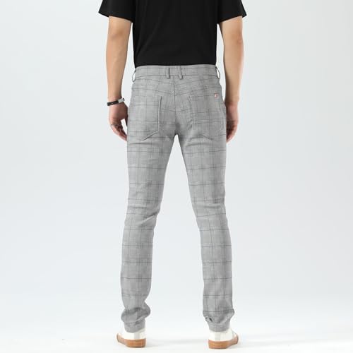 Plaid&Plain Men's Plaid Pants Skinny Dress Pants for Men Skinny Chino Pants Men3