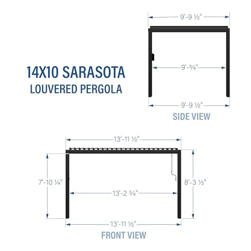 Image of Backyard Discovery Sarasota 14' x 10' Galvanized Steel Louvered Pergola Kit with Adjustable Roof, Shade, Rain Protection, High-Wind Rating, Gutter System for Outdoor Patio, Garden, Deck, Entertaining