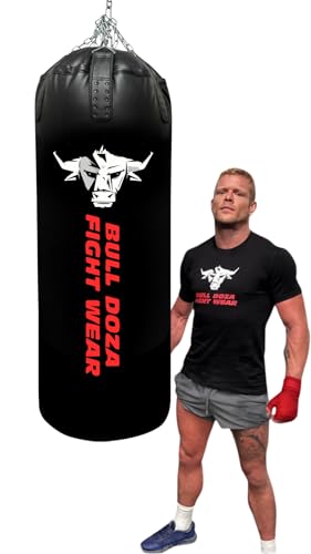 XL Tank Bull Doza Fight Wear Heavy-Duty Self-Fill Punching Bag Punch Bag with Hanging Chains Swivel Carabiners Boxing Bag for MMA Boxing Kickboxing Muay Thai Taekwondo Martial Arts