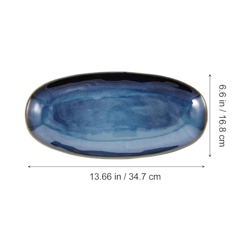 Plato Grande de Cerámica Azul para Sushi y Snacks miniatura 2