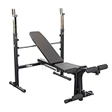 Best Fitness by Body-Solid Olympic Bench, Adjustable Weight Bench with Leg Developer and Folding Storage Fits 6' and 7' Barbells, Home and Commercial Gym Equipment, Midnight Black (Black)