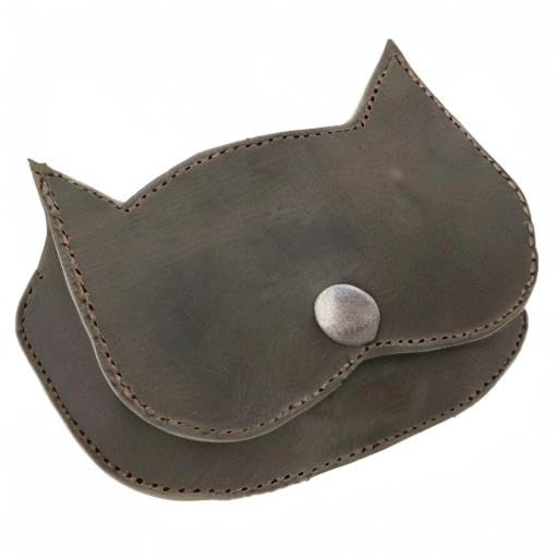 Image of Hide & Drink, Cat Shape Wallet Handmade from Full Grain Leather - Dark Jade