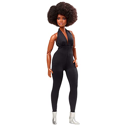 Barbie GTD91 - Signature Looks Puppe (curvy, brünett), bewegliche Modepuppe mit schwarzem Jumpsuit, Spielzeug ab 6…