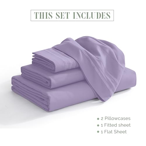 Elegant Comfort Luxury 1500 Premium Hotel Quality Microfiber 4-Piece Sheet Set - Soft, All Around Elastic 18-24 Inches Deep Fitted Sheet - Extra Deep Pocket Sheets, Full, Lavender