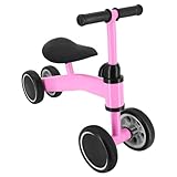 Yulewiix - Bicicleta de equilibrio para bebé de 1 a 3 años, sin pedal, 4 ruedas con asiento ajustable, manillar, regalo de cumpleaños para niños, color rosa