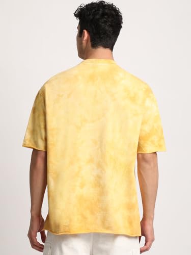 Image of Men Purple Tie and Dye Oversized Fit Round Neck T-Shirt