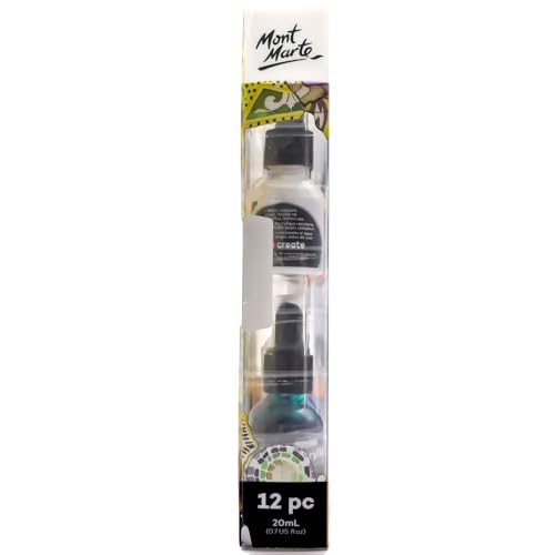 Mont Marte Tinta acrílica premium 12 peças x 20 ml, tintas acrílicas para artistas, cores essenciais