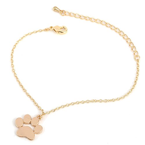 Preisvergleich Produktbild Fablcrew Damen-Armband, niedlich, mit Anhänger, Pfoten-Anhänger, verstellbar, Schmuck, Geschenk für Frauen und Mädchen, goldfarben