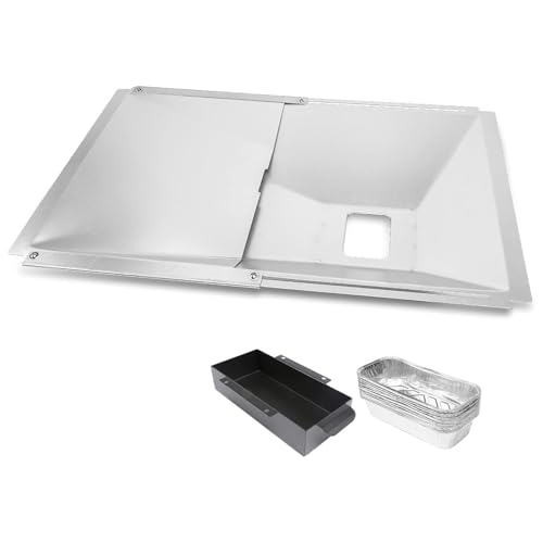 GFTIME Universal Fettwanne mit Auffangwanne 38cm bis 65cm Verstellbar Tropfpfanne für 2/3/4 Brenner Gasgrill von Charbroil Dyna Glo Nexgrill Kenmore Uniflame und mehr Fettauffangschale