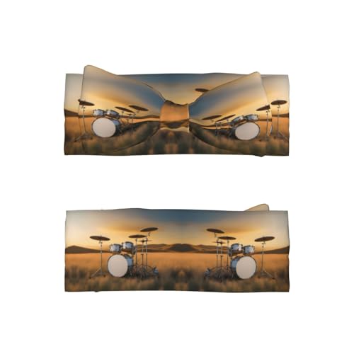 Music Drum in Field Picture Baby Bow Headband Stretchy and Soft for Newborns, Infants, Toddlers, and Kids Girls2