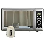Emerson MW7601SL Compact Countertop Microwave Oven with Sleek Mirrored Finish Door 10 Power Levels, 6 Auto Menus, Glass Turntable and Child Safe Lock, 0.7 Cu. Ft, Silver