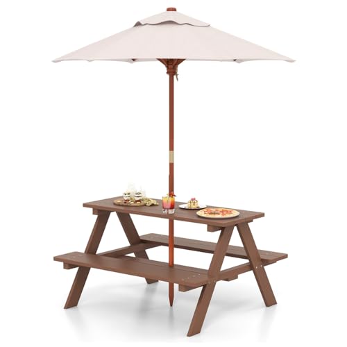 HONEY JOY Kids Picnic Table, Toddler Outdoor Table & Bench