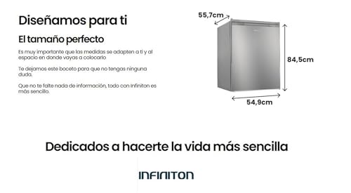 INFINITON CV-A85I - Congelador vertical, 80 Litros, 85 cm, 3 cajones, Control de temperatura, Puerta reversible, Regulación en Altura, E, Inox - imagen 9