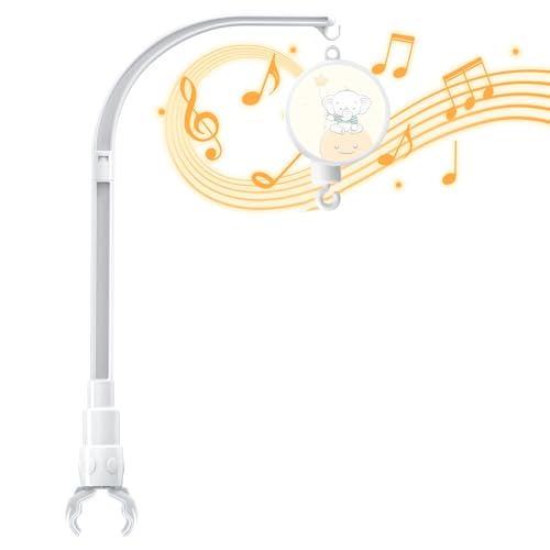 Image of 23 Inch Adjustable Baby Crib Mobile Arm with Music Box & DIY Claw Arm Bracket - Nursery Decor Hanging Stand for Bed Bell -Crib Mobile Holder