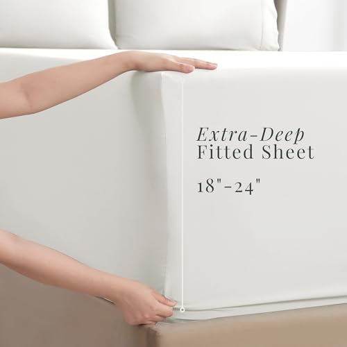Image of Hearth & Harbor Bed Sheets, Luxury Soft 6 Piece Bed Sheet Set Extra Deep Pocket Fitted Sheets Fits Mattress up to 21 inch, Double Brushed Bedding Sheets & Pillowcases,