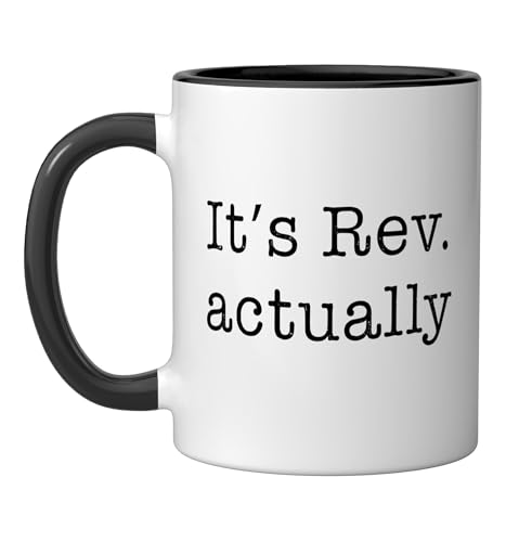 Taza de cerámica 'It's Rev Actually' negra y blanca miniatura 1