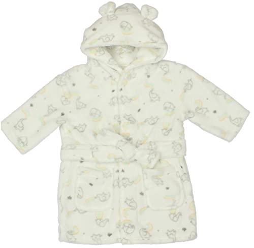 Baby Boys Girls Infants Unisex Soft Plush Flannel Fleece Hooded Bath Robe Dressing Gown Sizes 0-24 Months (STYLE THREE, 6-12 Months)