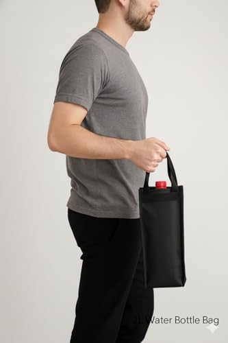 Image of Aklima 2-Litre Water Bottle Carrier Bag | Black | Insulated Tote with Handles | Reusable, Eco-Friendly Bottle Bag for Travel, Gym, Office, Outdoor Activities