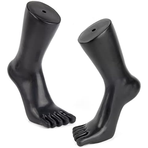 Framendino, 2 Pack Plastic Mannequin Foot Display Model Stand for Jewelry Ankle Chain Socks Shoes Black Left Right Cover
