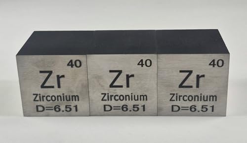 Image of 1.5 inch 38.1mm Zirconium Metal Cube Zr up to 99.9% Pure Periodic Table Element Engraved Density Collection Science Education Display Block Cube + Acrylic Case Box - 1PC