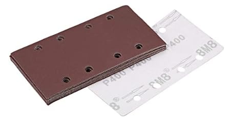 MACHSWON 400 Grit Sanding Sheet Sander Sandpaper Hook and Loop Pads 8 Hole 10pcs for 1/3 sander, Brown, 400Grits