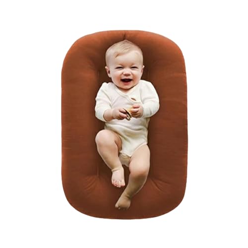 Baby Lounger, Baby Lounger Pillow, Baby Lounger Nest for Newborn, Soft Organic Cotton Breathable Lounger (Caramel)
