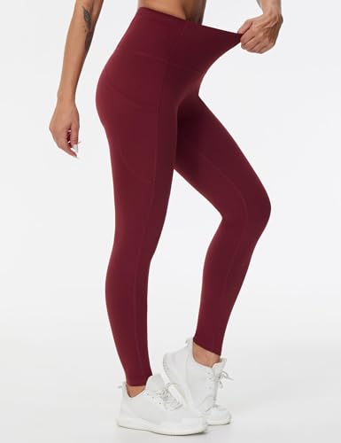 Image of THE GYM PEOPLE Thick High Waist Yoga Pants with Pockets, Tummy Control Workout Running Yoga Leggings for Women