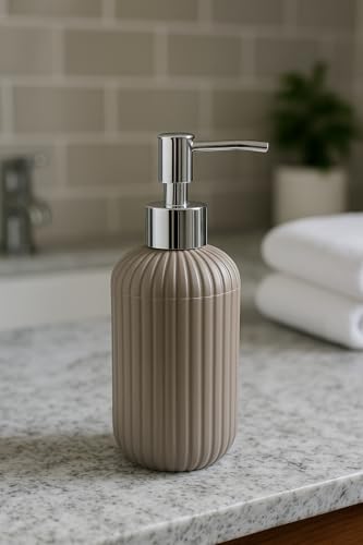 Image of LAGET 300ml Soap Dispenser for wash Basin - White Black Golden Print | Kitchen and Bathroom Accessories Items | Handwash Dispenser Bottle- Set of 2 (Grey)