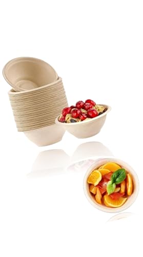 Sweet seven 100Pcs Bowls - 7.7oz Brown Paper Bowls for Hot/Cold Food BBQ Picnic