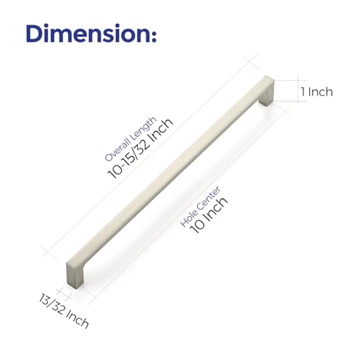 Image of Ravinte 30 Pack 10 Inch Solid Square Cabinet Pulls - Brushed Nickel Handles for Kitchen Cabinets & Drawers