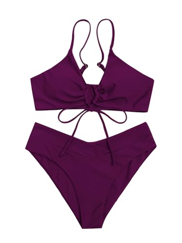 Image of Meetall Women's High Cut String Triangle Bikini Set Swimsuits Sexy Bathing Suits 2 Piece
