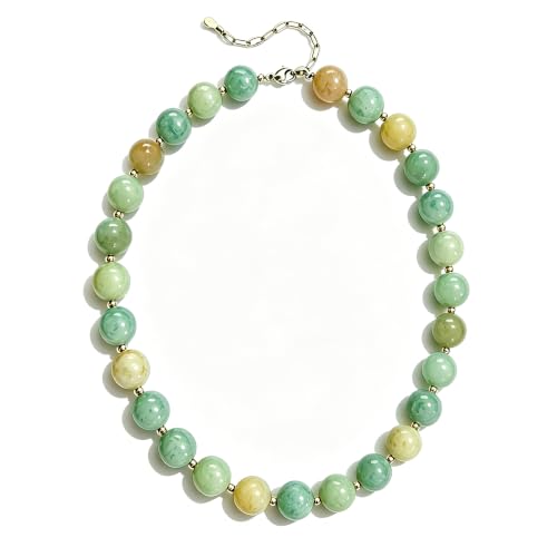 Image of GINAZL Natural Stone Beaded Choker Necklace for Women, Chunky Multicolor Gemstone Handmade Necklace, Boho 12MM Bead Summer Beach Jewelry Gifts for Women