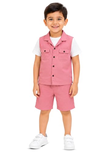 Image of 3BROS Kids Cotton Shirt Shorts Set for Boys Kids Clothing /Boys Clothing Set (Party /Festive) Wear