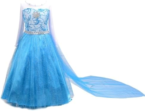 Lito Angels Déguisement Reine Des Neiges 2 Princesse Elsa Robe Blan Avec Cape Et Accessories Enfant Fille Taille 4 5 Ans Amz