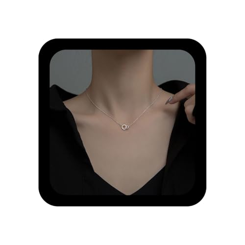 Wendalern Collar Redondo Cuadrado Entrelazado Brillante Con Circonio Cúbico - Colgante De Plata Geometría Círculo - Cadena De Joyería Para Mujeres Adolescentes Y Niñas