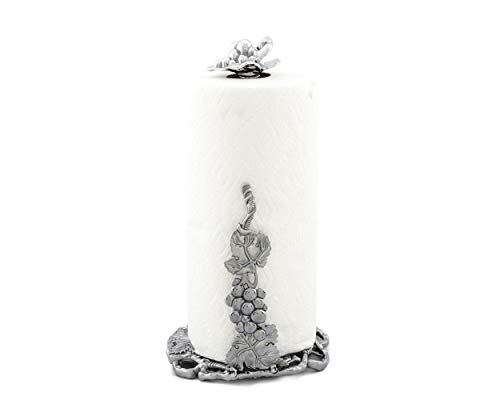 Arthur Court Aluminum Grape Pattern Decorative Countertop Paper Towel Holder Metal 13 inch Standing Tall