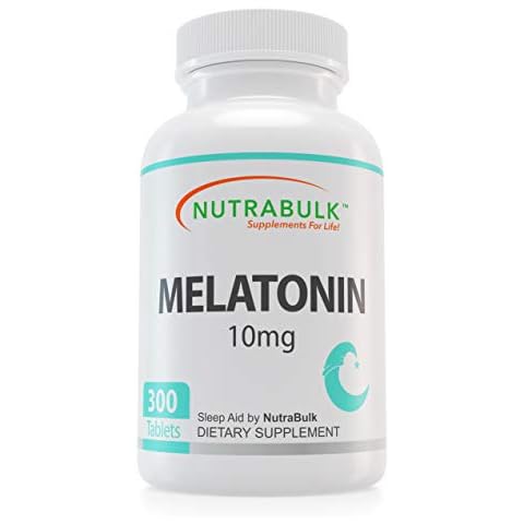 NutraBulk Melatonin 10 mg Tablets – Quick Release Natural Nighttime Sleep Aid for Adults. (300 Count) Cover