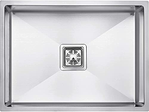 Image of CROCODILE 304 Grade Stainless Steel Handmade Kitchen Sink | Single Bowl, Heavy Duty, Anti-Rust, Sound-Dampening Sink for Modern Kitchens (20 inchx17 inch, 304 Grade 1mm - Steel Finish)
